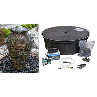 Closed Top FNT40666 Ceramic Vase Complete Stacked Slate Fountain Kit Vase Fountain Blue Thumb